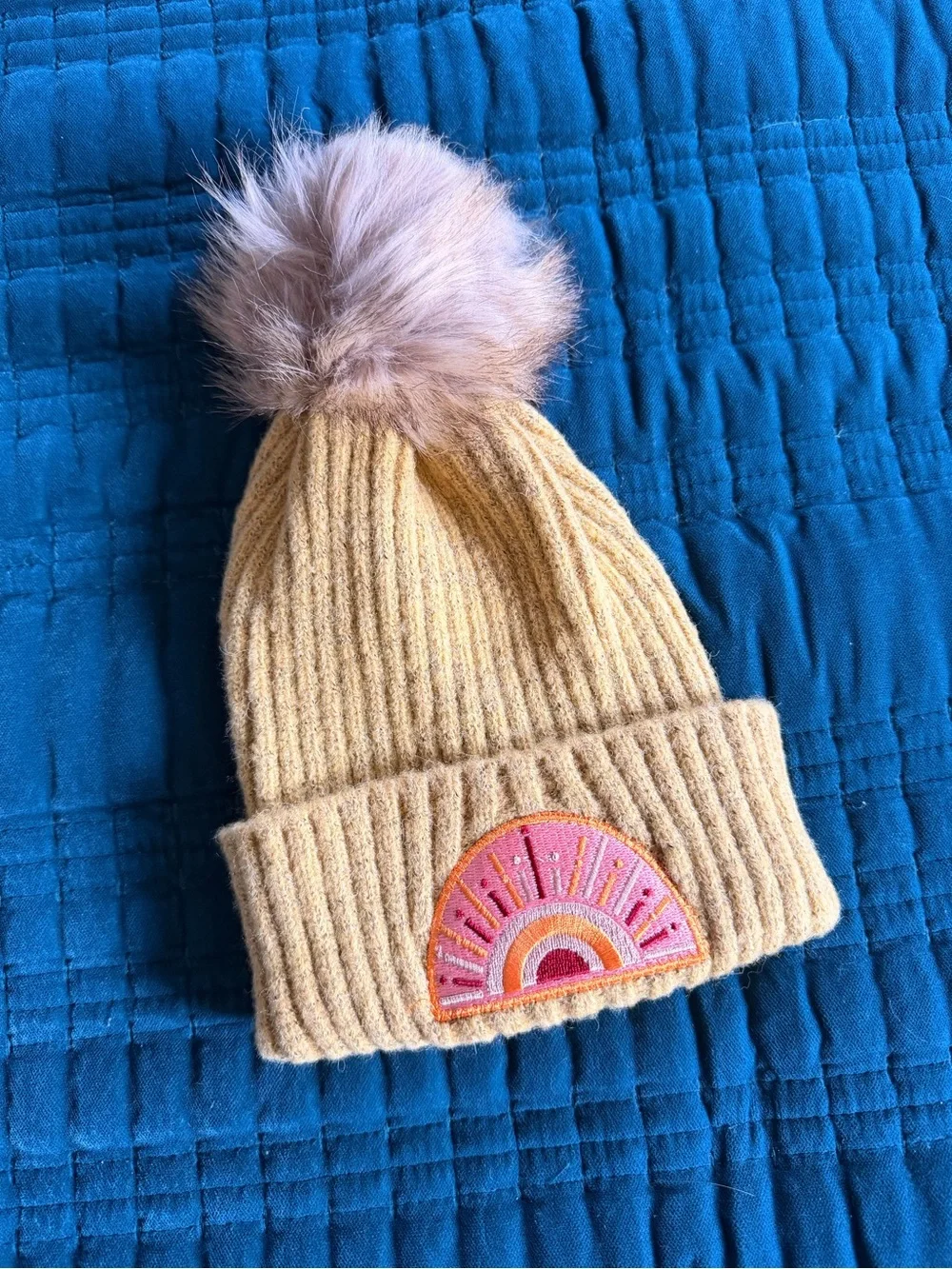 Virginia Wolf Women’s Sunshine Yellow Pom Beanie